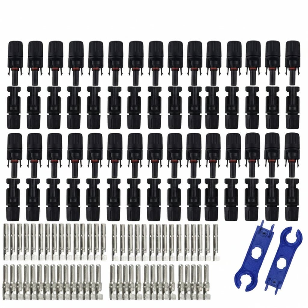200-piece DC Solar Connector Kit with 1000V 30A IP67 waterproof MC4 connectors for 2.5-6mm2 PV panel cable