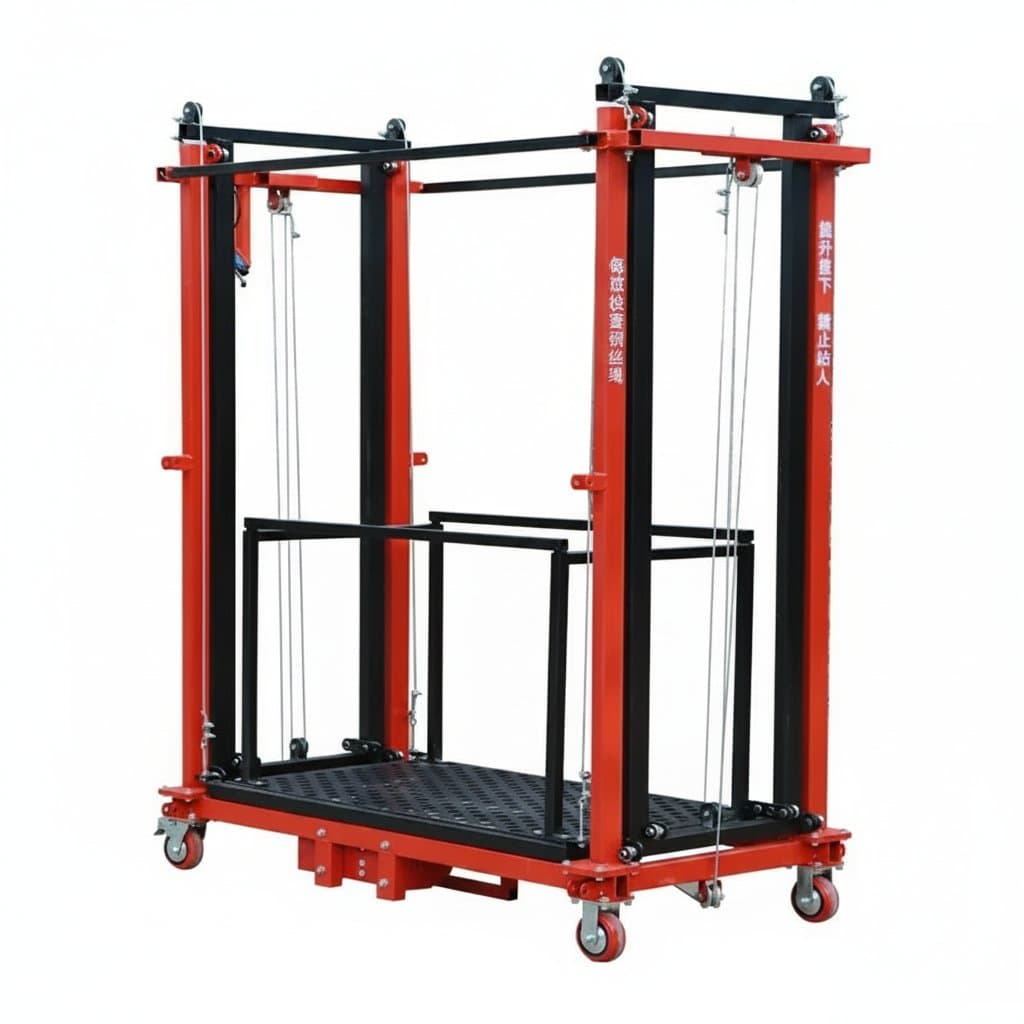 Electric folding lifting platform with remote control, a mobile and multifunctional scaffold for industrial material handling.