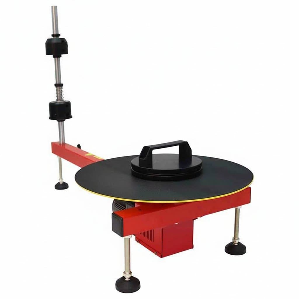 Semi-automatic electric stretch film machine wrapping a pallet, industrial baler for secure 110 lb loads with 220V power.