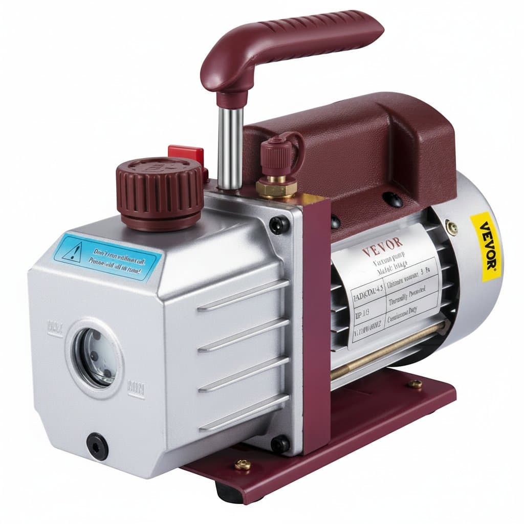 4.5 CFM, 1/3HP single-stage refrigerant vacuum pump for HVAC, refrigeration servicing, and household air conditioning maintenance.