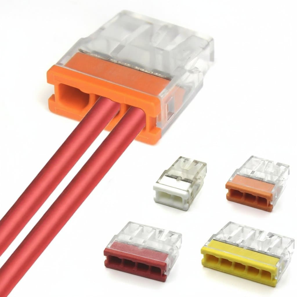 50-piece set of mini quick wire connectors with 2, 3, 4, and 5-port terminal blocks for easy electrical connections.