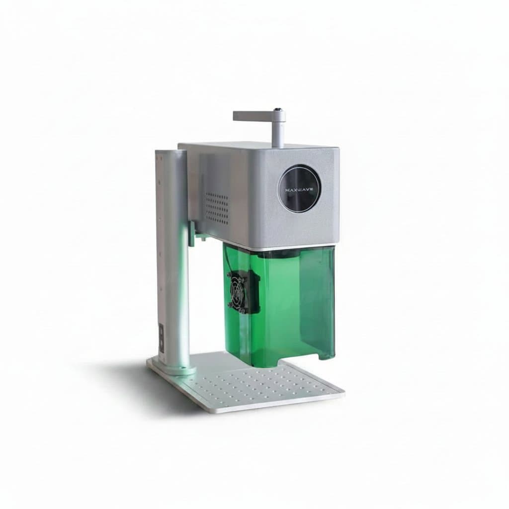 Compact Dual Laser Engraver for home crafting, featuring handheld and desktop modes to mark wood, metal, bamboo, leather, and jewelry.