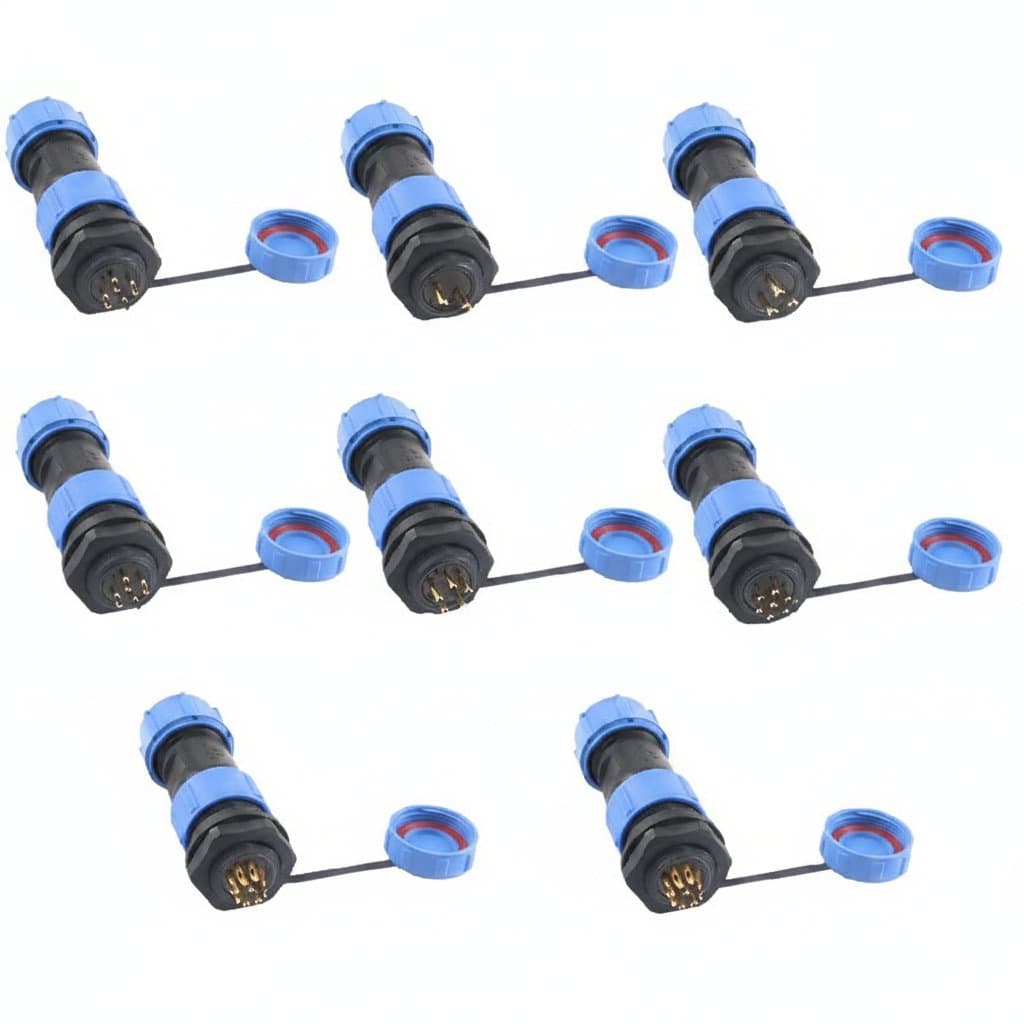 SP17 IP68 waterproof electrical connector with 2 to 9 pin options, featuring a durable industrial panel mount plug and cable adapter.