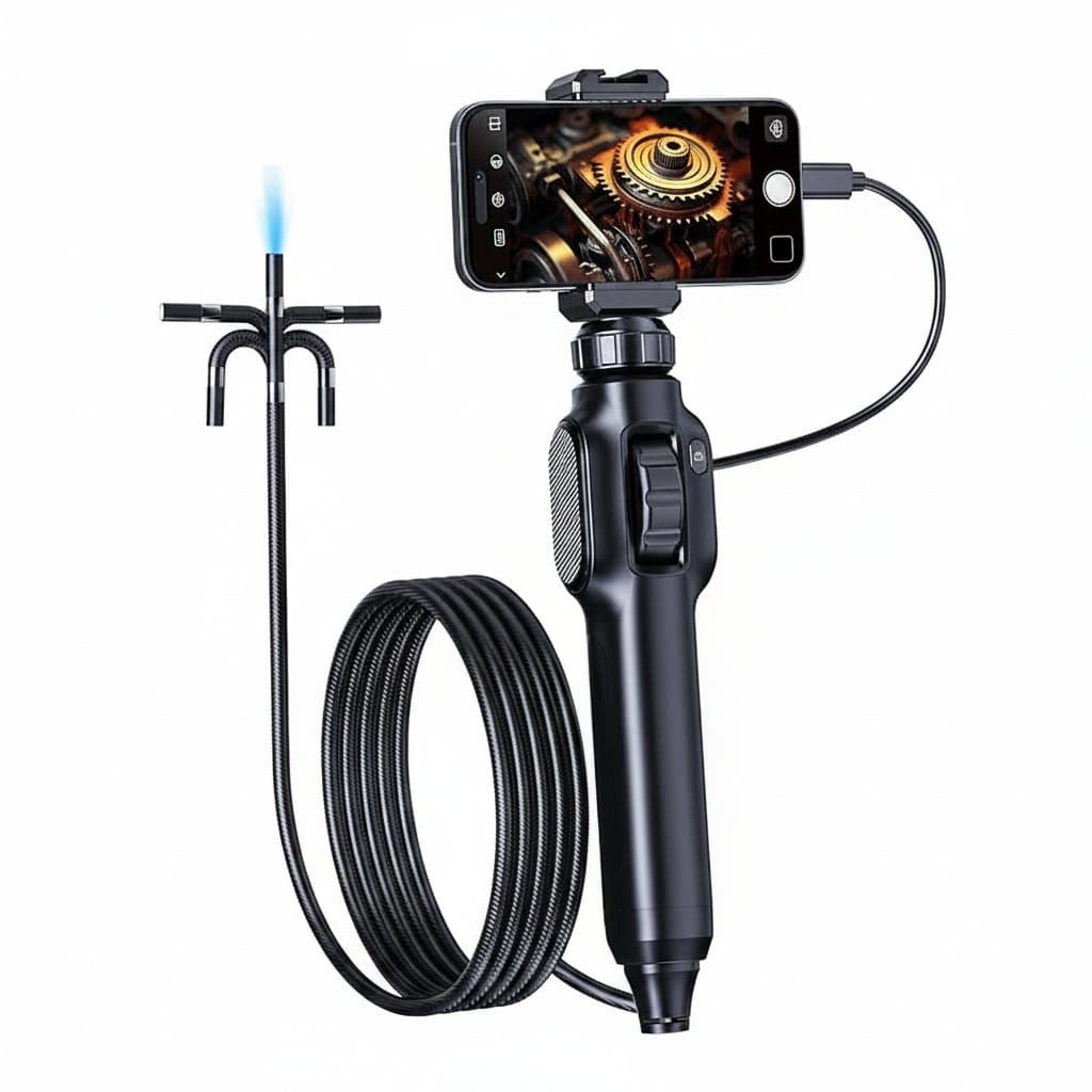 Articulating Borescope Camera | 360° Steering Endoscope | 1080P Inspection for Automotive - Professional Grade Tool
