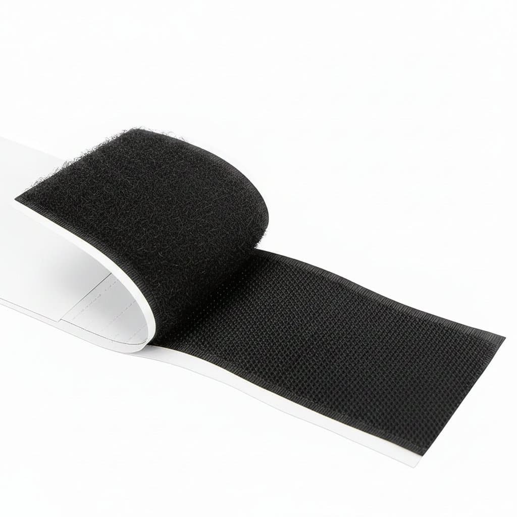Loop hook tape, a roll of black fastener.