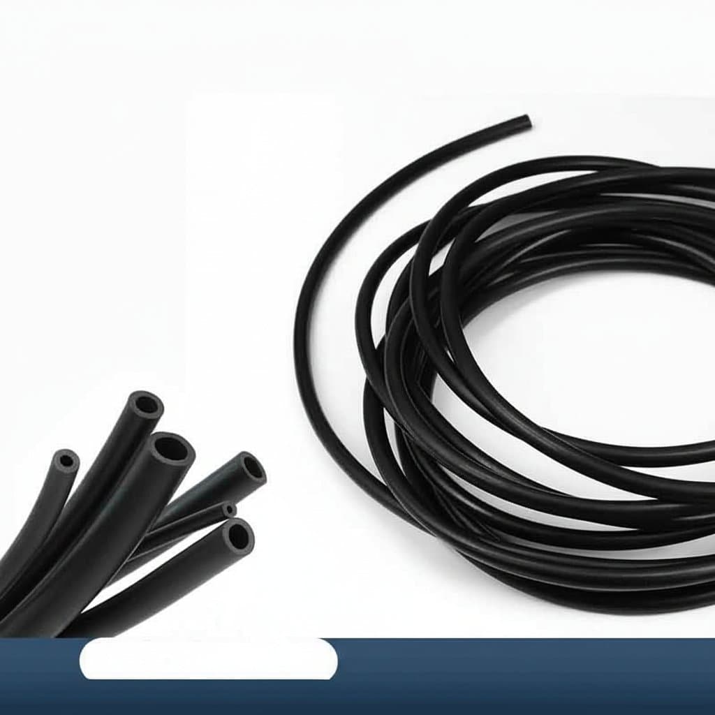 FKM Viton rubber tubing with high temperature and chemical resistance, available in ID sizes from 2mm to 25mm for industrial fluid transfer.