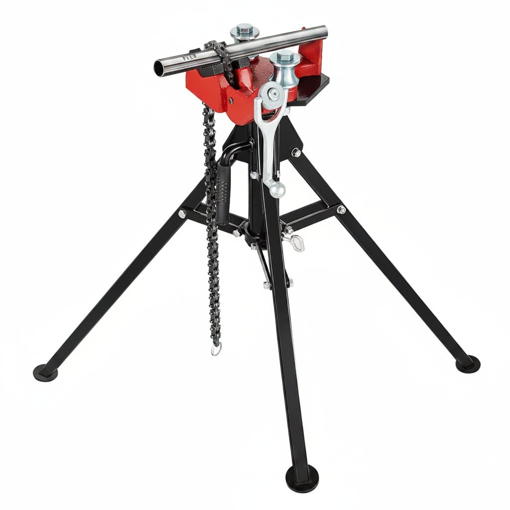 Heavy-Duty Pipe Vise | 1/8 to 5 Capacity | Tri-Stand Bench Mount for Bending & Support