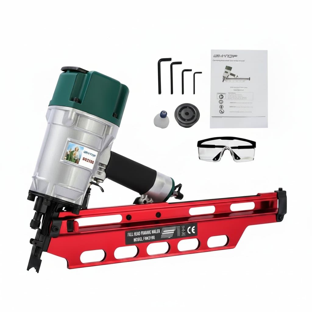 Professional 9021NS pneumatic framing nailer with 21-degree angle and depth adjustment for heavy-duty construction tasks.