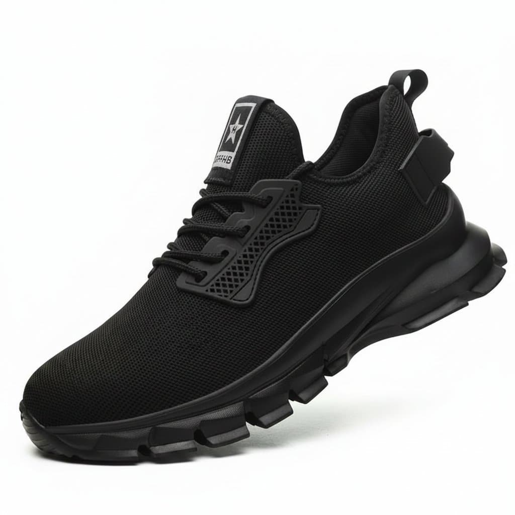 Lightweight steel toe safety sneakers with puncture-proof construction, breathable materials, and anti-smash protection for work environments.