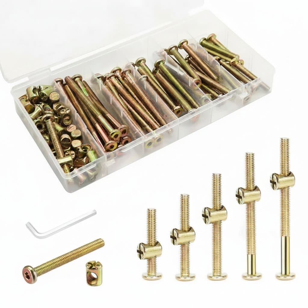 Crib Hardware Kit | M6x40-80mm Hex Screws & Barrel Nuts | Bed Frame Replacement Bolts Set