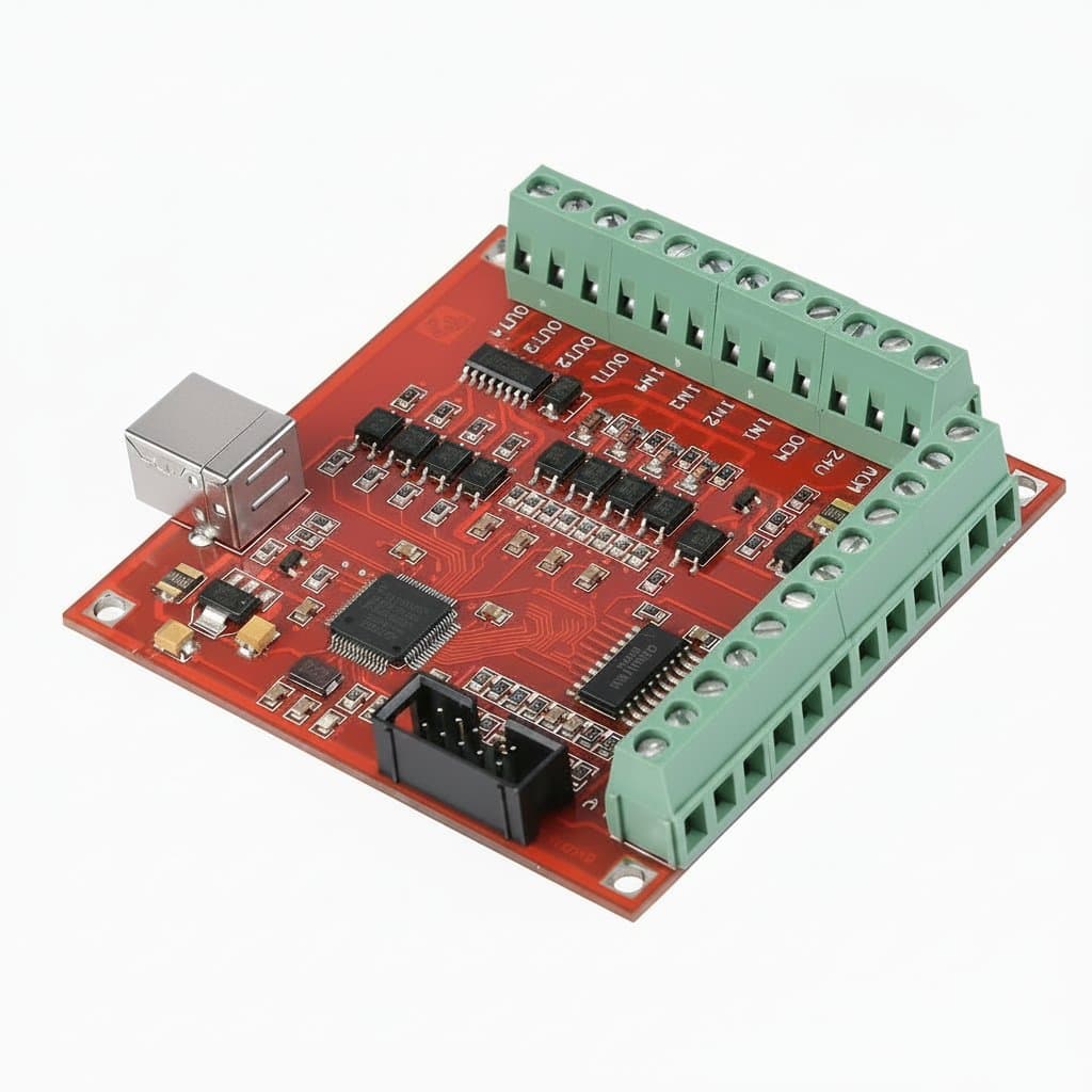 Stepper Motor Driver Board with MACH3 Motion Controller for CNC engraving machines, featuring USB connectivity and 100Khz processing.