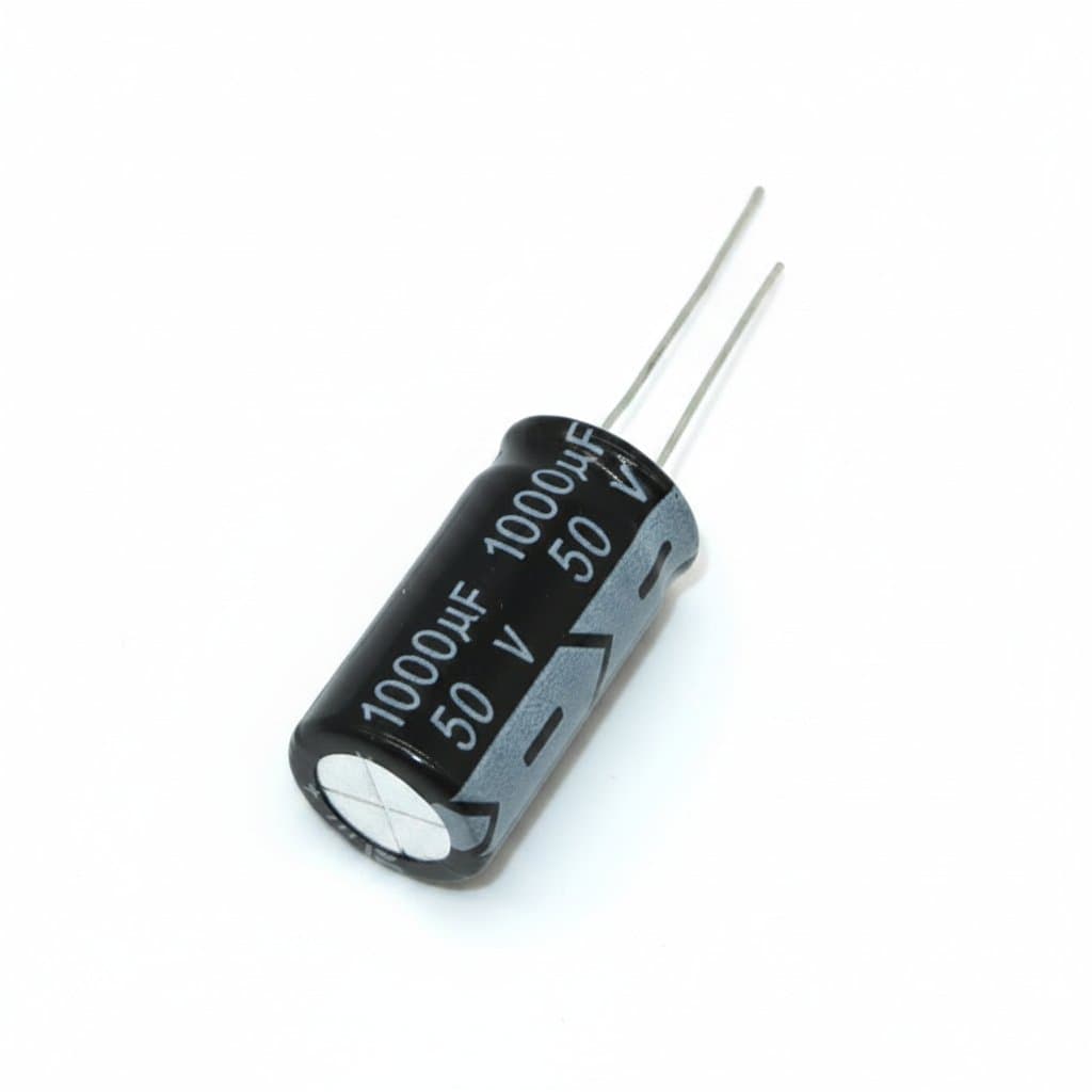 50-pack of 10uF 50V aluminum electrolytic capacitors, 5x11mm radial design, for circuit board power filtering and signal coupling.