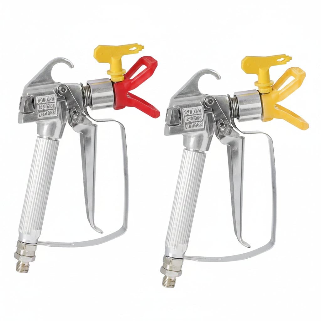 High-pressure airless paint spray gun with 517 tip and nozzle guard, rated for 3600 PSI, suitable for pump sprayers and spraying machines.