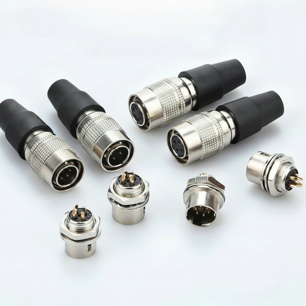 HRS HR10A-7PR industrial aviation plug connector with 7 pins, compatible with Hirose series for secure power and signal connections.