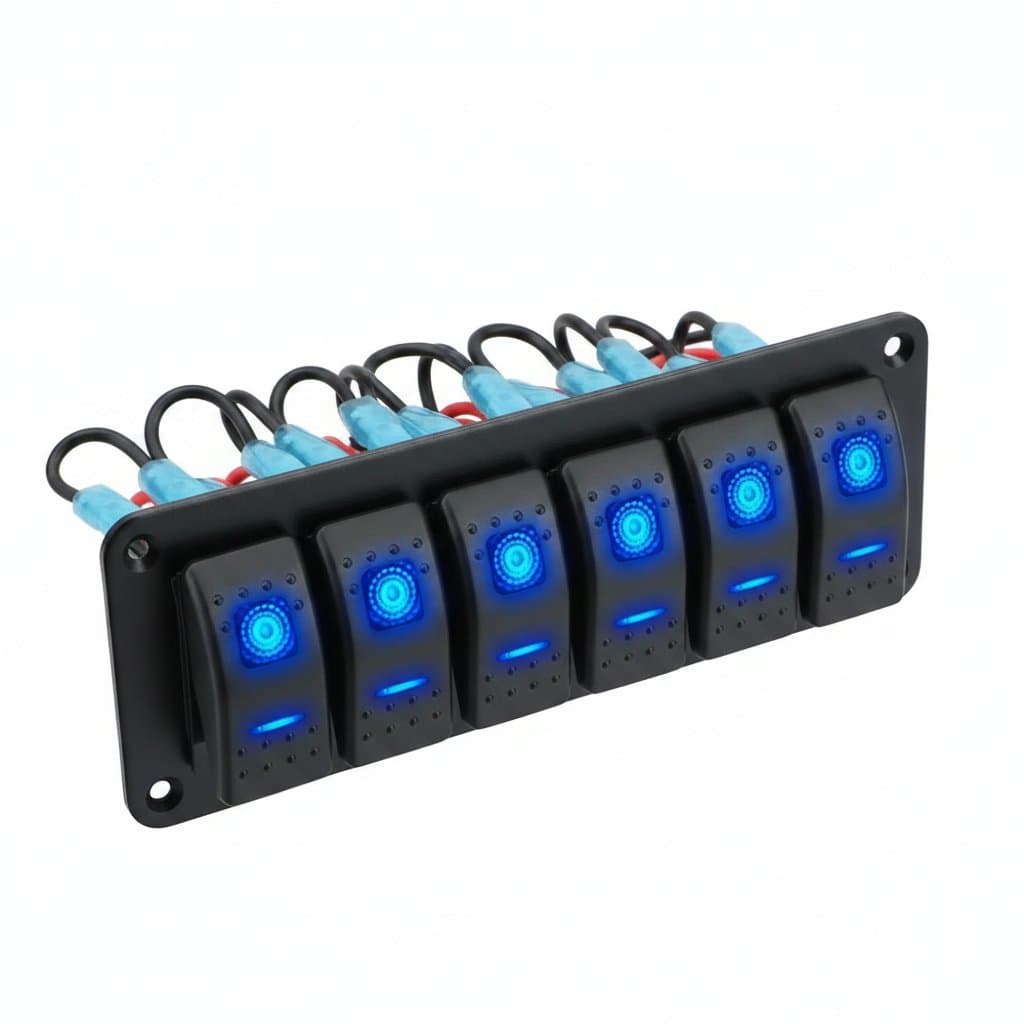 Marine-Grade 6-Gang Switch Panel | 12V/24V Waterproof Rocker Control for Boats & RVs
