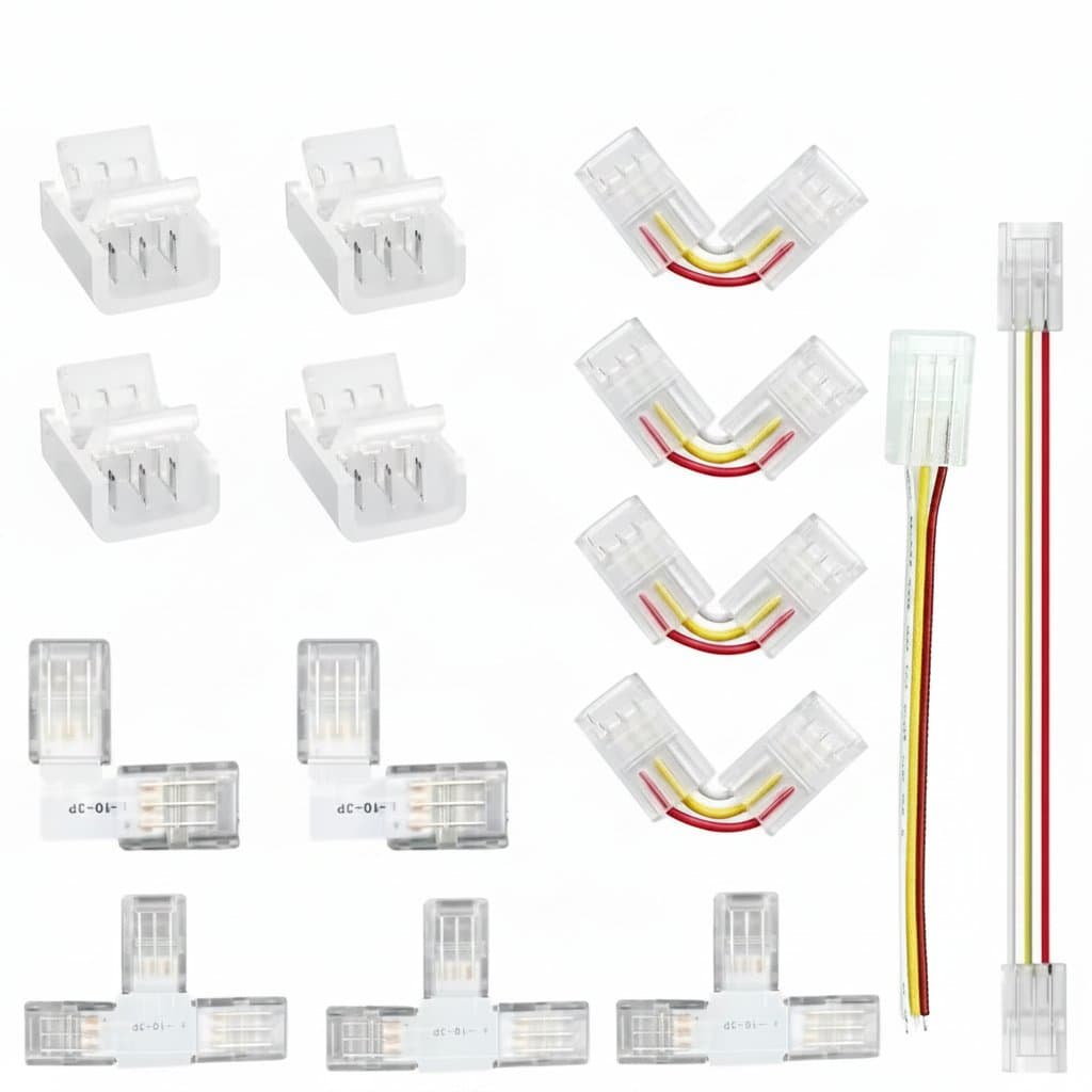 LED Strip Connector Kit | 10-Piece 10mm Solderless L/T Corners for WS2811/WS2812b