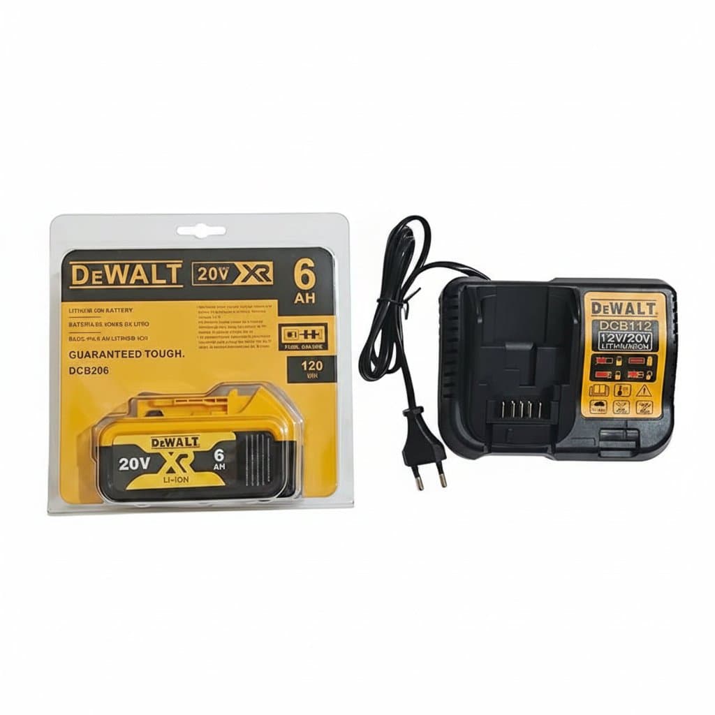 DeWALT 20V MAX XR Battery & Charger Combo | 6.0Ah High-Capacity Lithium-Ion | DCB205/DCB206 Compatible