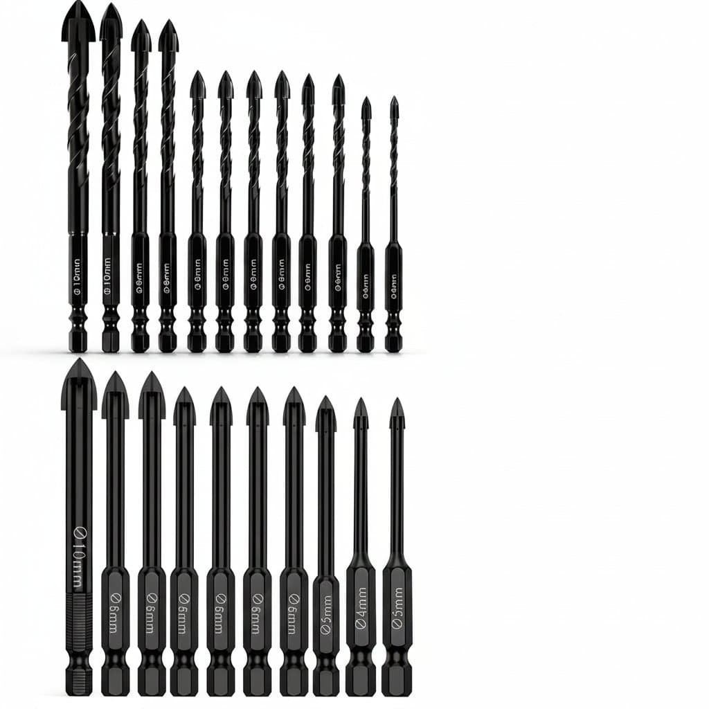 Masonry Drill Bit Set | Tungsten Carbide Tip | 7-12mm for Tile, Glass & Concrete - Image 1
