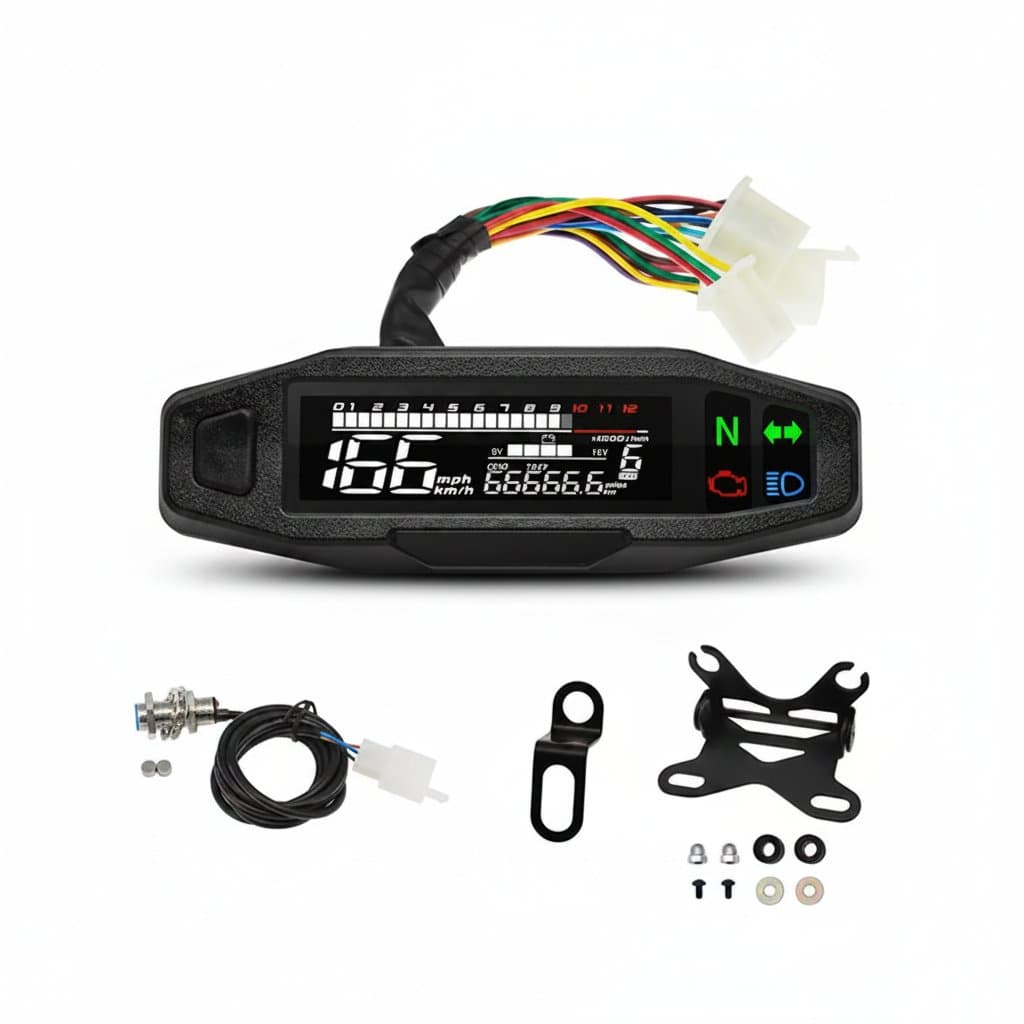 Digital Motorcycle Speedometer | Tachometer Odometer | Universal Instrument Sensor - Professional Grade Tool