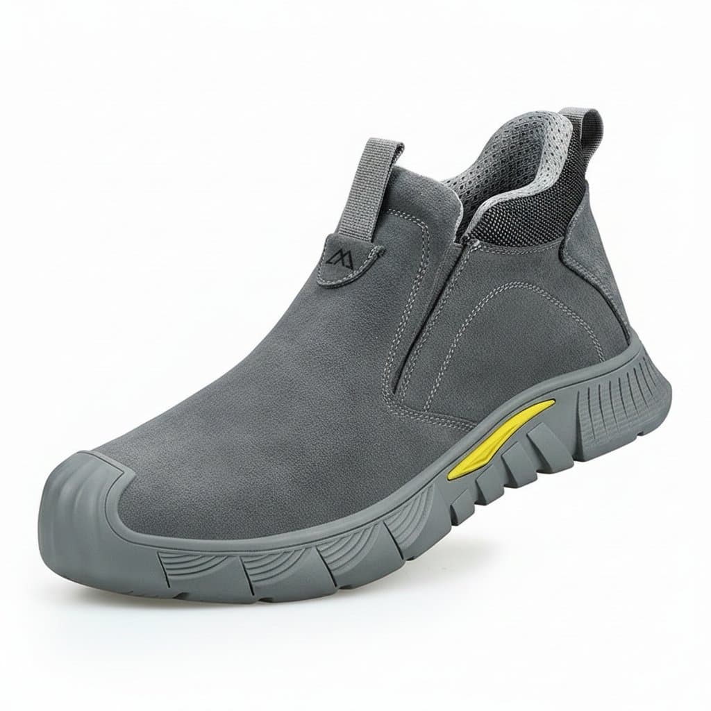 Electric welder safety boots for men with anti-smashing, anti-piercing, and anti-scalding features, including steel toe protection.