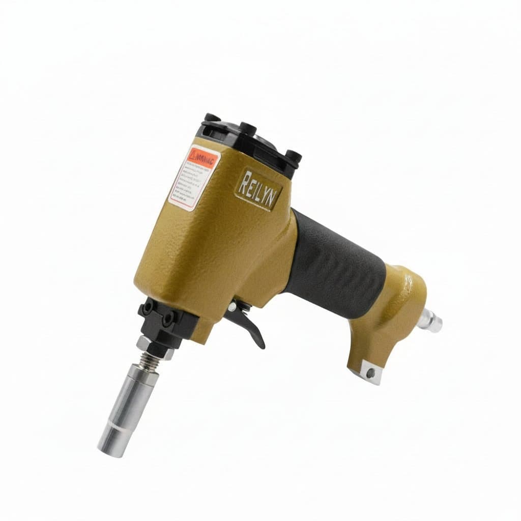 Reilyn T1170 pneumatic pushpin nailer and tack stapler for sofa making, furniture assembly, and decorative handiwork.