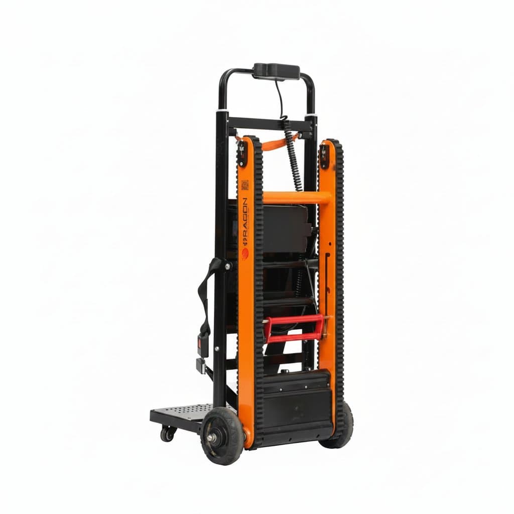 Professional Adjustable Electric Stair Trolley for heavy loads, featuring a convenient ladder car design for safe climbing on stairs.