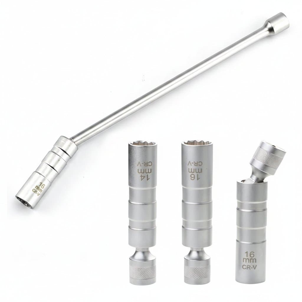 A magnetic 14mm spark plug socket wrench with a 12-angle design, ideal for efficient spark plug removal and installation.