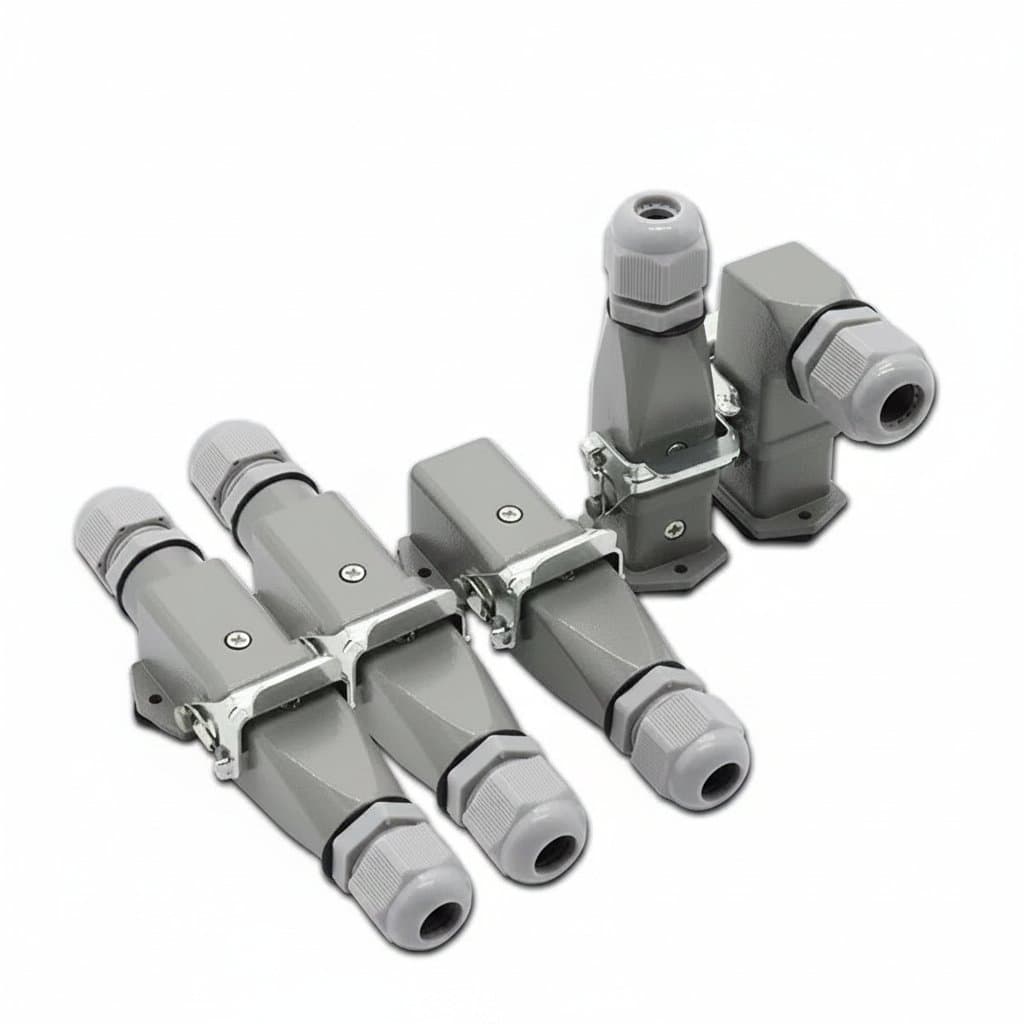 HDC-HA heavy duty rectangular connector with 4 to 8 pin options, featuring a zinc alloy housing and waterproof design for aviation and industrial use.