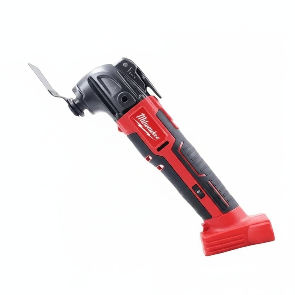 Milwaukee cordless oscillating multi-tool with 6 speed gears for trimming, cutting, and sanding in tight spaces.