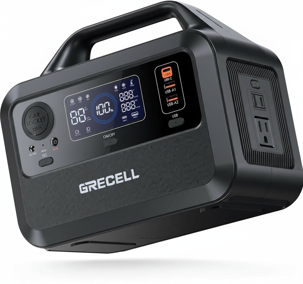 300W portable power station with 230Wh LiFePO4 battery, featuring a digital display and multiple output ports for camping and home backup.