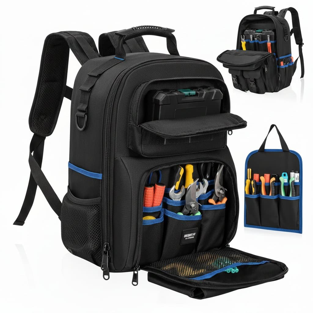 Heavy Duty Tool Bag, a robust black and blue storage solution.