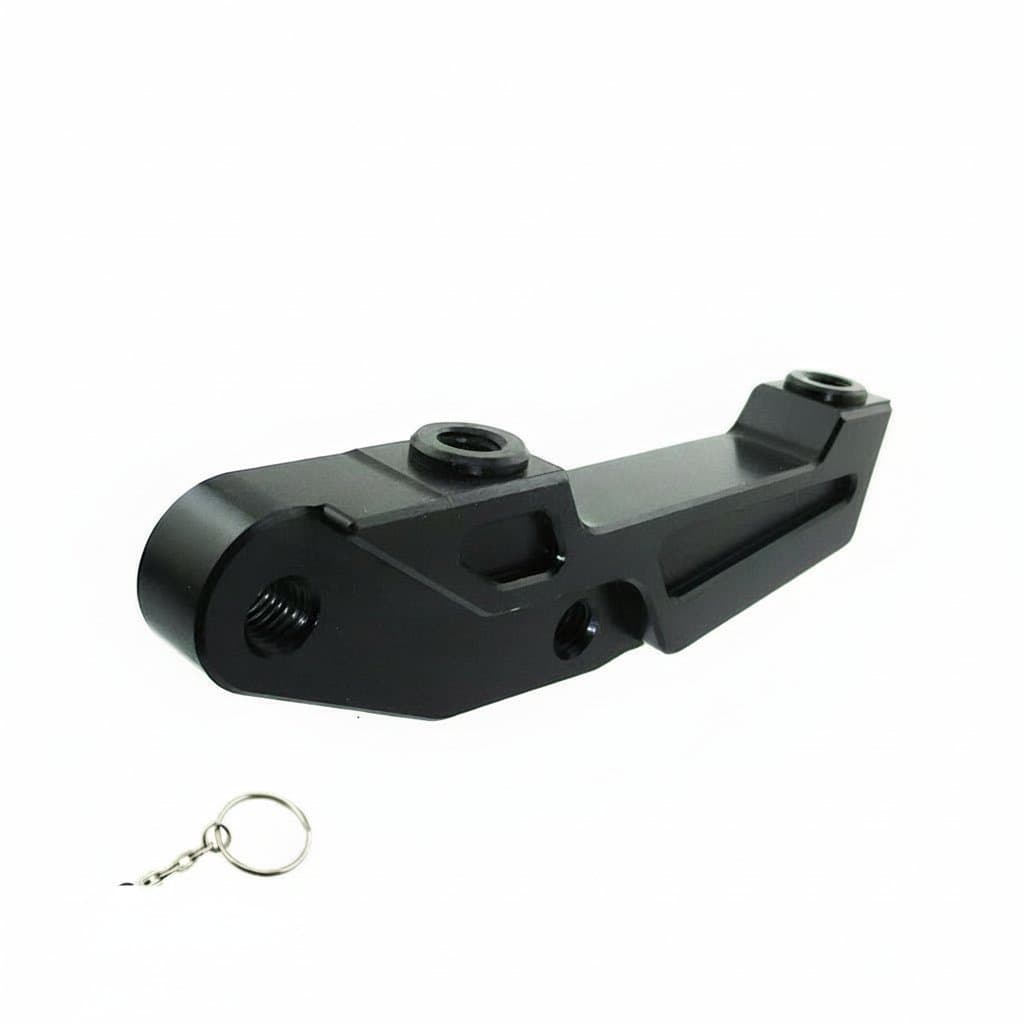An 82mm racing 4-piston caliper adapter, compatible with 200mm or 210mm brake pads and rotors.