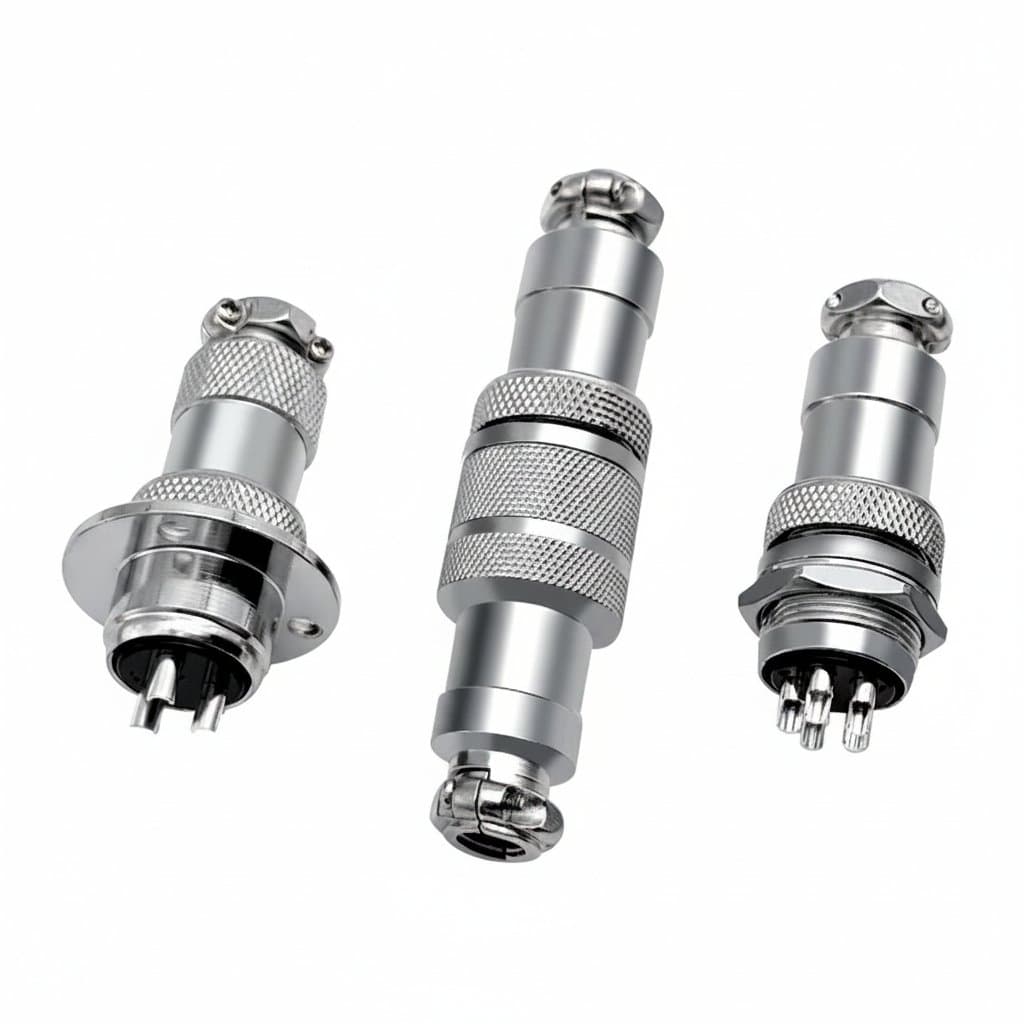 GX12 GX16 GX20 aviation connector set with 5 pieces of male and female metal plugs and sockets, 2 to 10 pin options.
