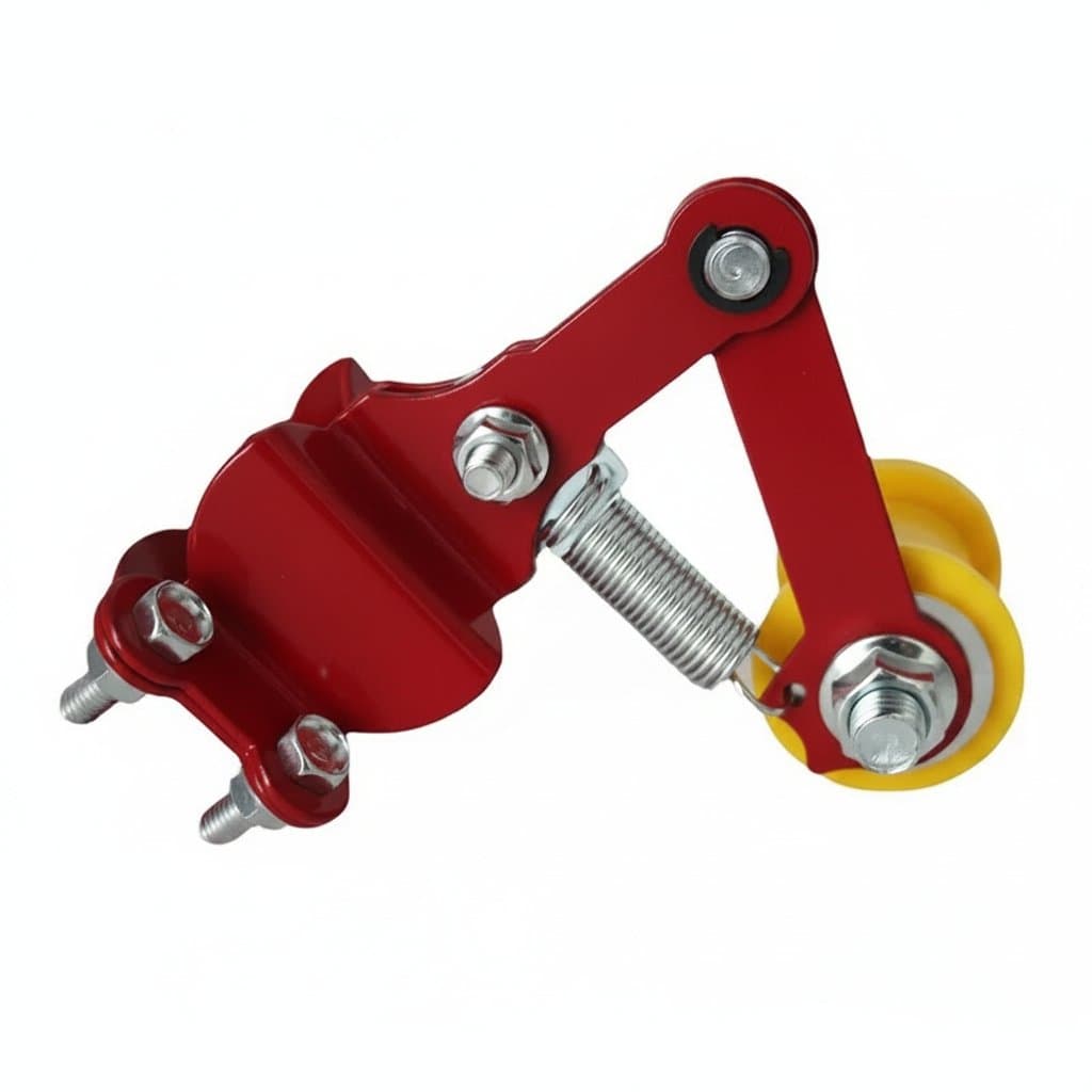 Universal motorcycle chain tensioner adjuster bolt for modifying and adjusting chain slack on various bike models.