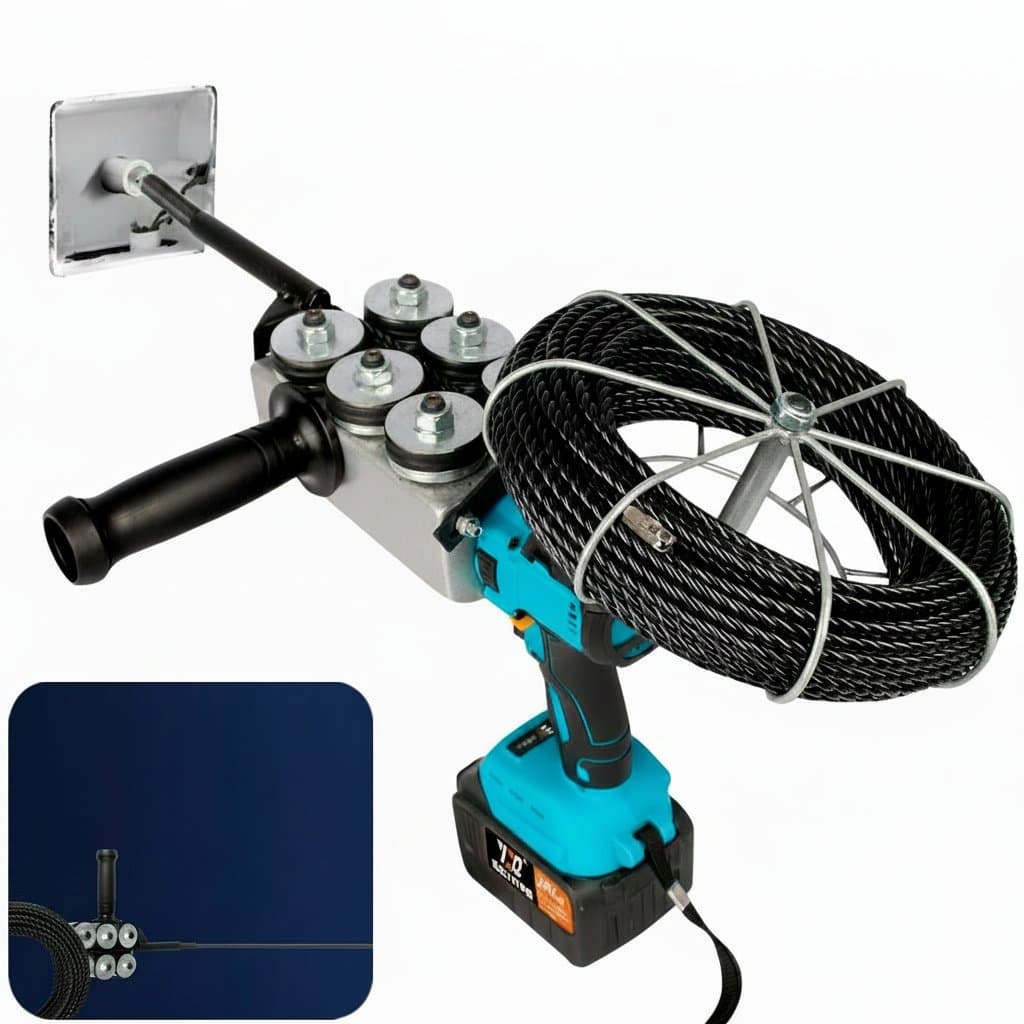 Fully automatic electrician threading machine with lithium battery, a portable wire feeding tool for electrical conduit.