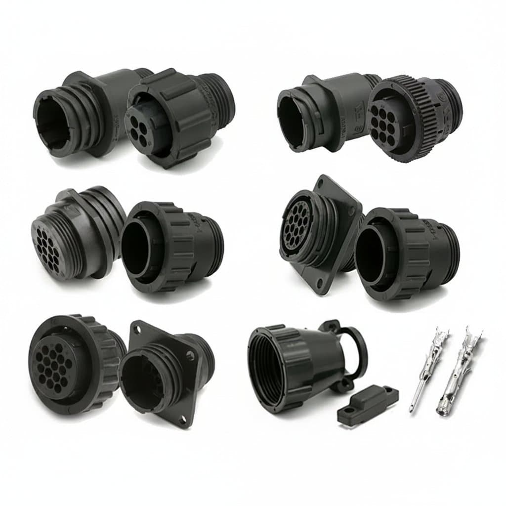 AMP/TE Type SMEMA Auto Sensor Plug Socket SMT Connector in 4-pin, 9-pin, 14-pin, and 16-pin configurations for PCB assembly.