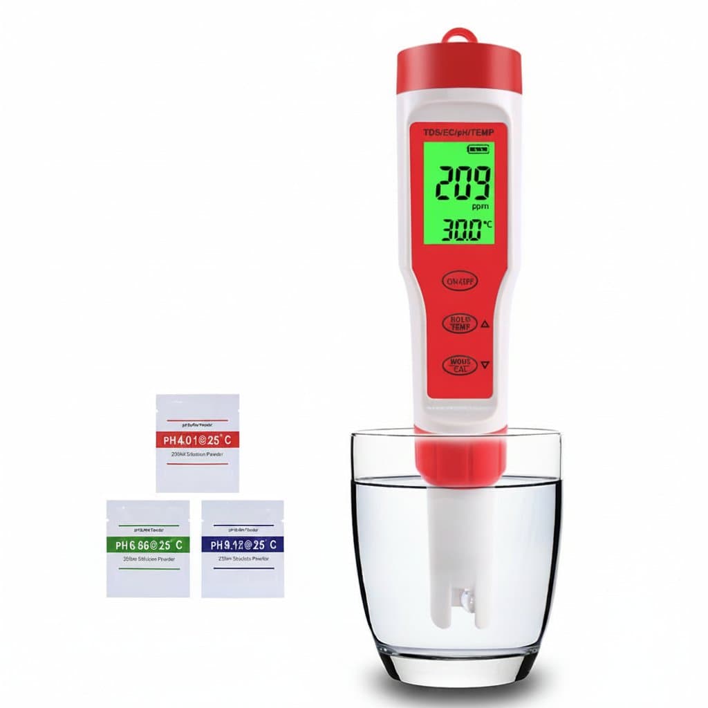 Digital Water Quality Tester | pH, TDS, EC, Temperature Meter | For Pools, Drinking Water, Aquariums - Professional Grade Tool