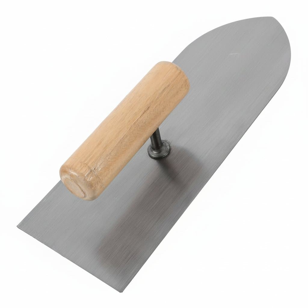 Premium stainless steel mud trowel for plastering, concrete wall finishing, and drywall smoothing with a durable ergonomic handle.