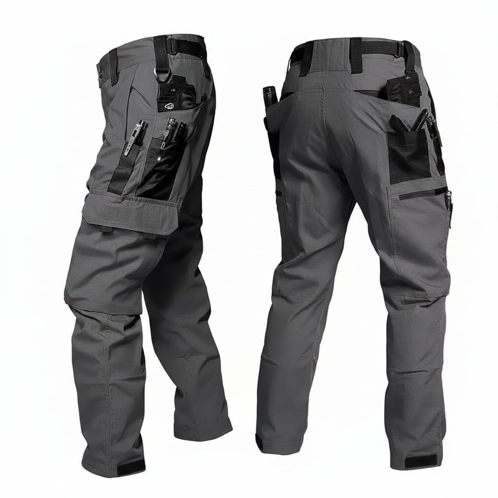 Men's cargo pants with multiple pockets, designed for work, tactical use, or casual wear. Durable straight-leg trousers for autumn and winter.