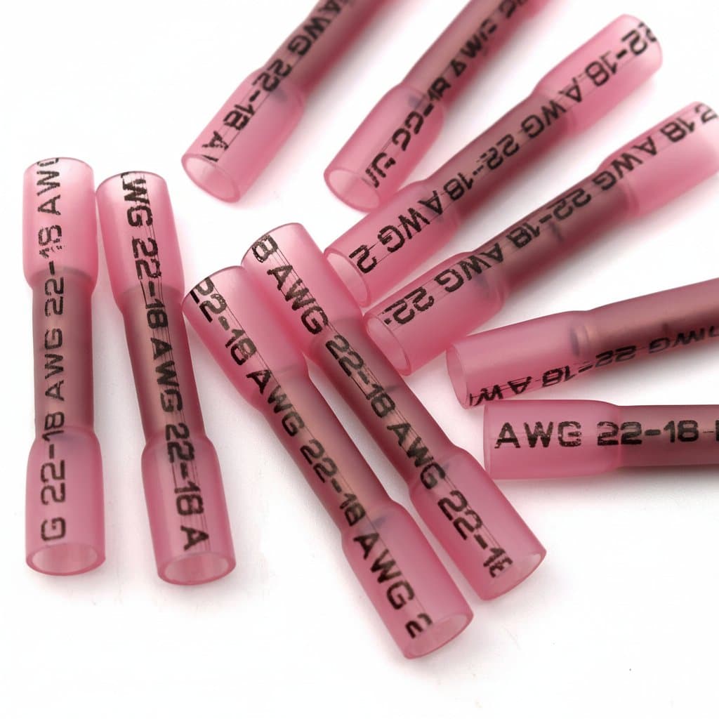 Waterproof heat shrink solder ring terminals, a 100-piece set of insulated electrical connectors for secure, weatherproof wire splicing.