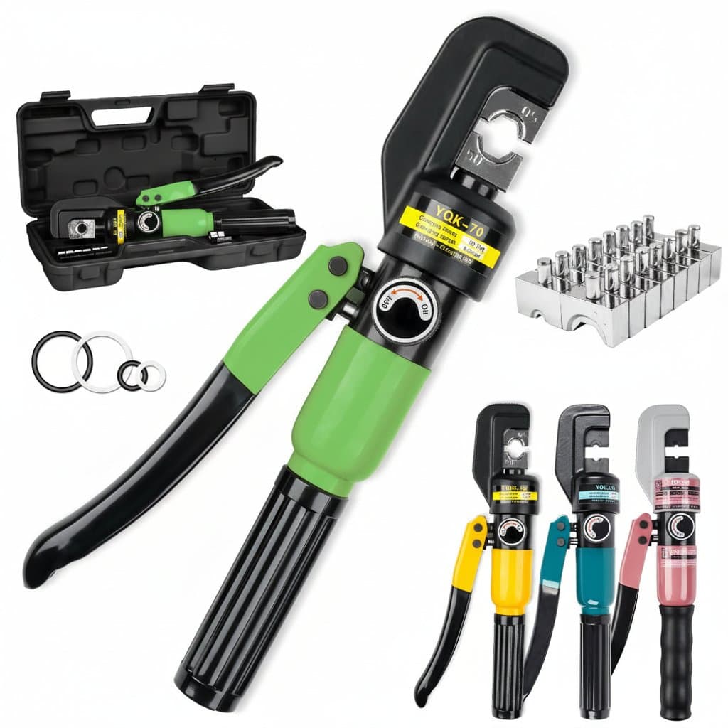 10-ton hydraulic crimping pliers for 4-70mm² terminals, an industrial-grade hydraulic press tool for professional electrical and mechanical work.