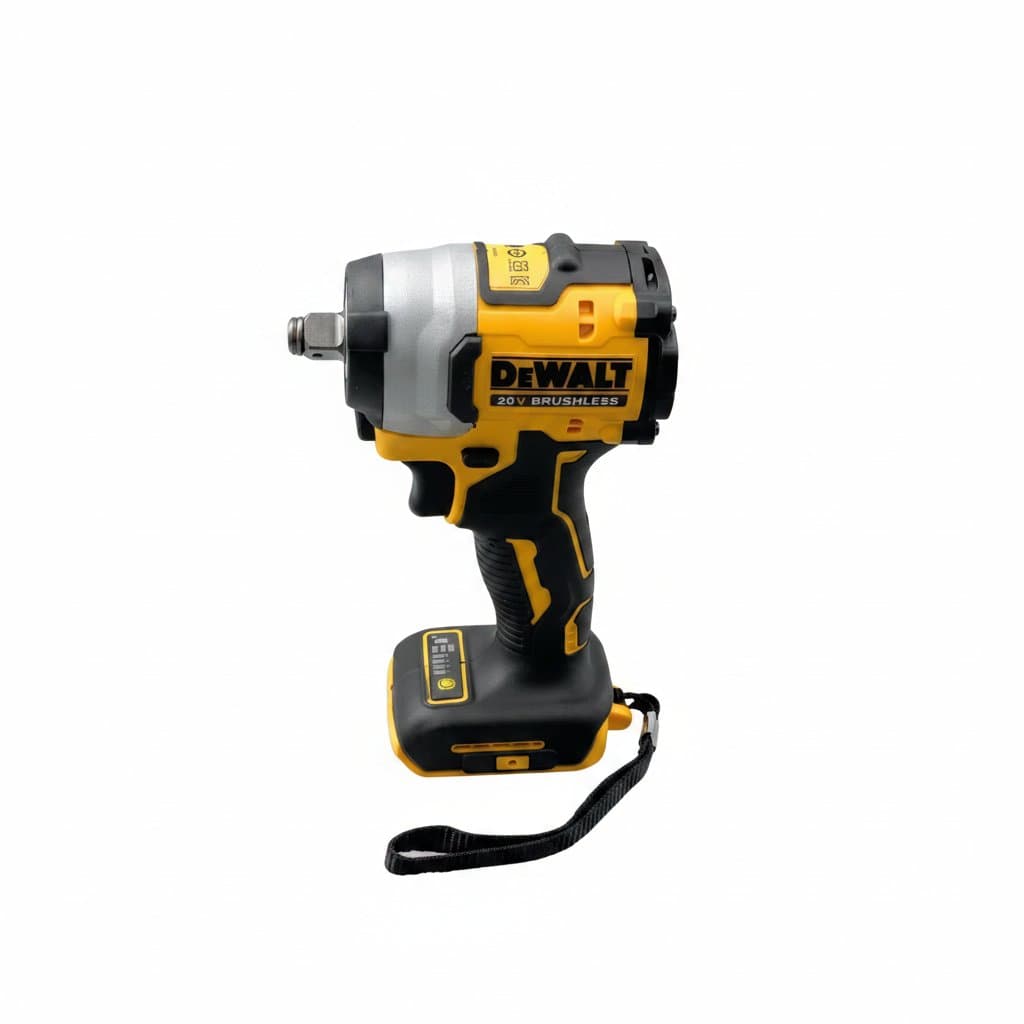 Dewalt DCF922 1/2 inch high torque impact wrench with rechargeable battery, showing its compact design and ergonomic grip.