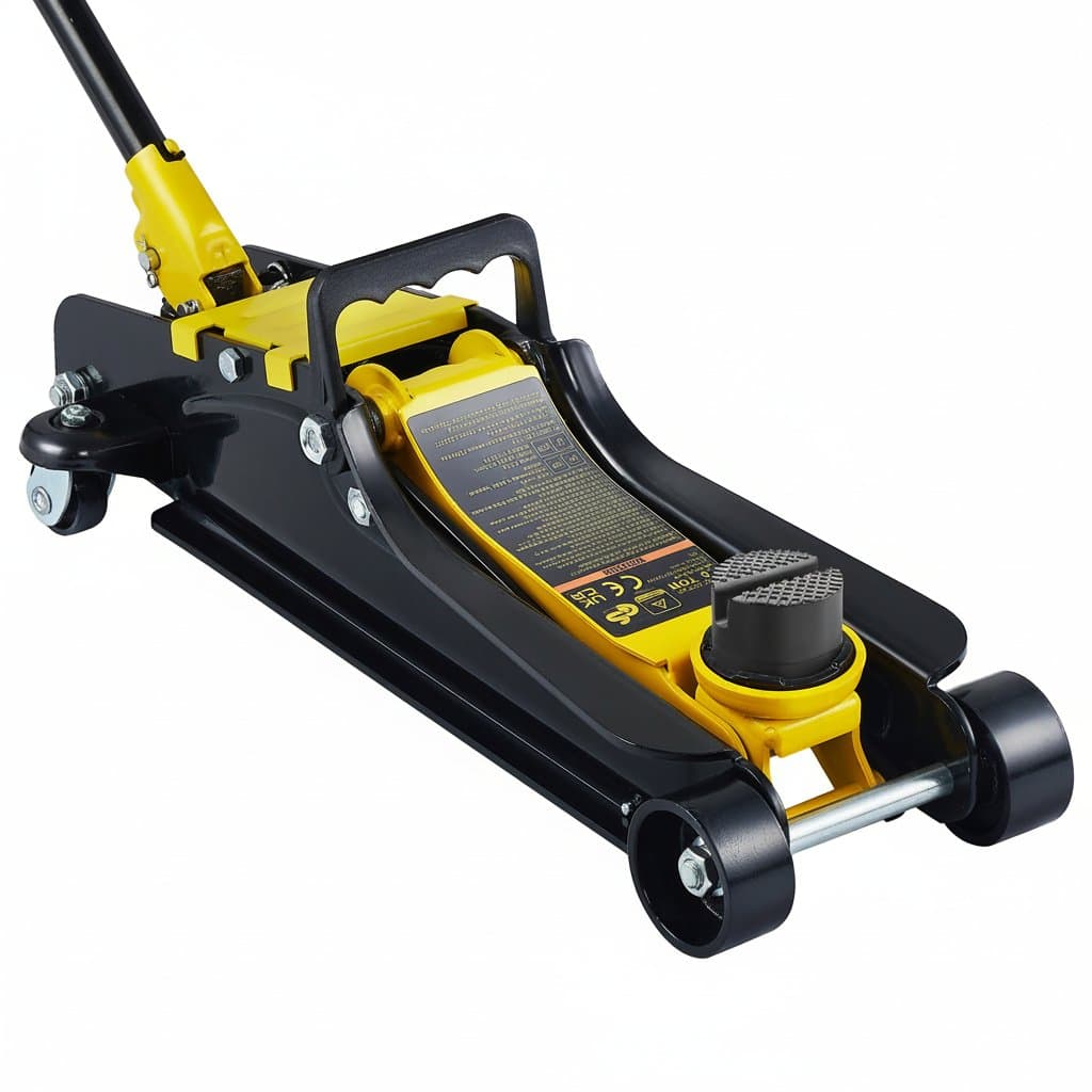 SucceBuy 2.5 Ton Heavy-Duty Low Profile Floor Jack with hydraulic pump and steel frame for automotive repair.