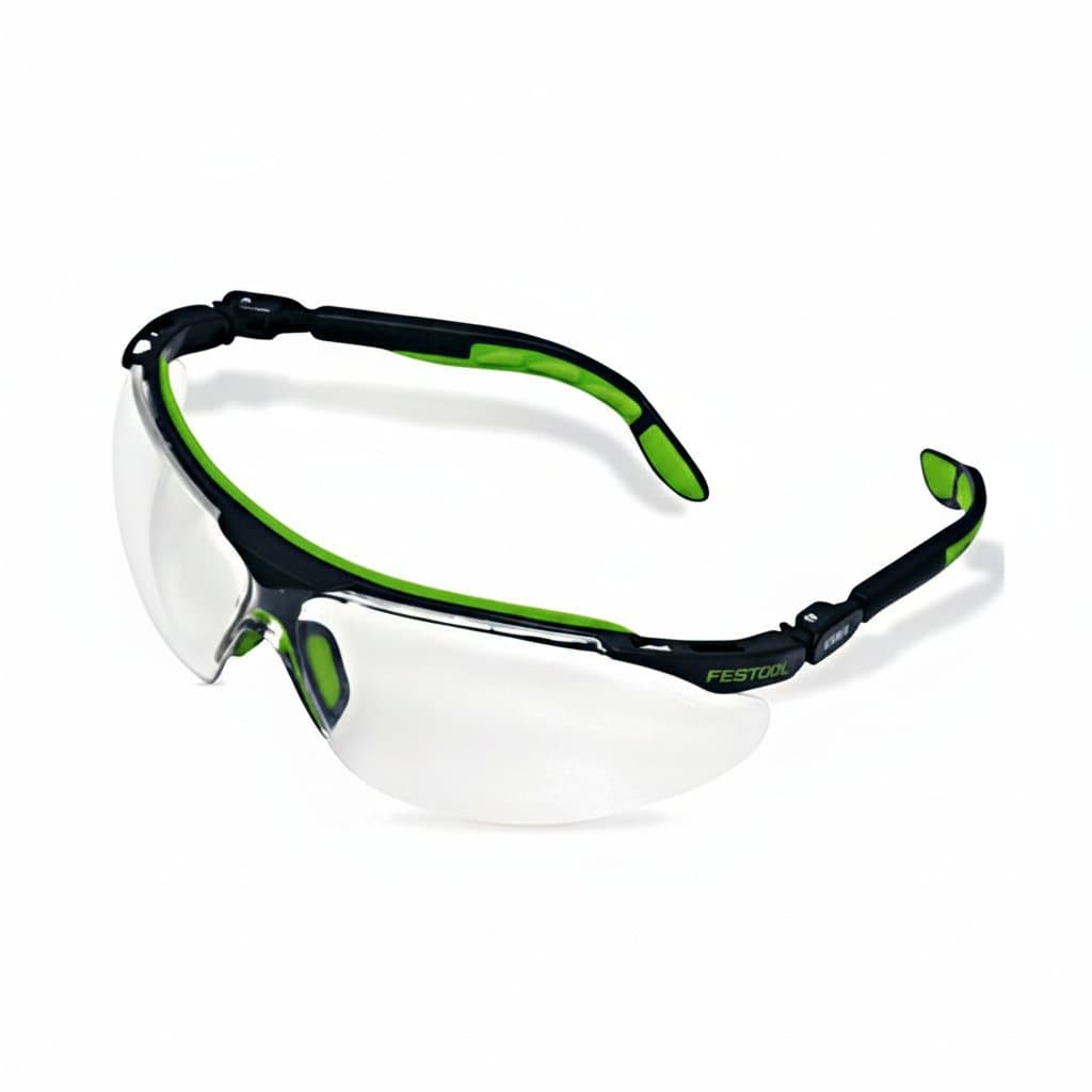 Festool Luvex safety glasses with anti-fog and anti-scratch coating, transparent lenses and comfortable frame for eye protection.