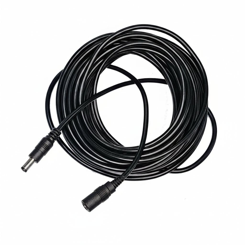 DC12V 2A waterproof power adapter with EU plug for CCTV cameras, featuring universal AC100-240V input and a 5.5x2.1mm DC output plug.