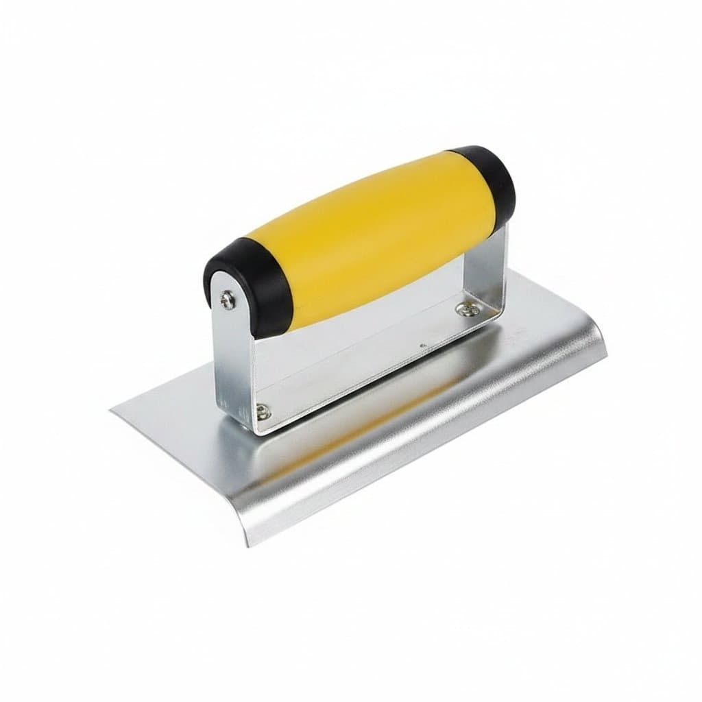 Premium stainless steel plastering trowel with a comfortable wooden handle, perfect for concrete finishing and construction projects.