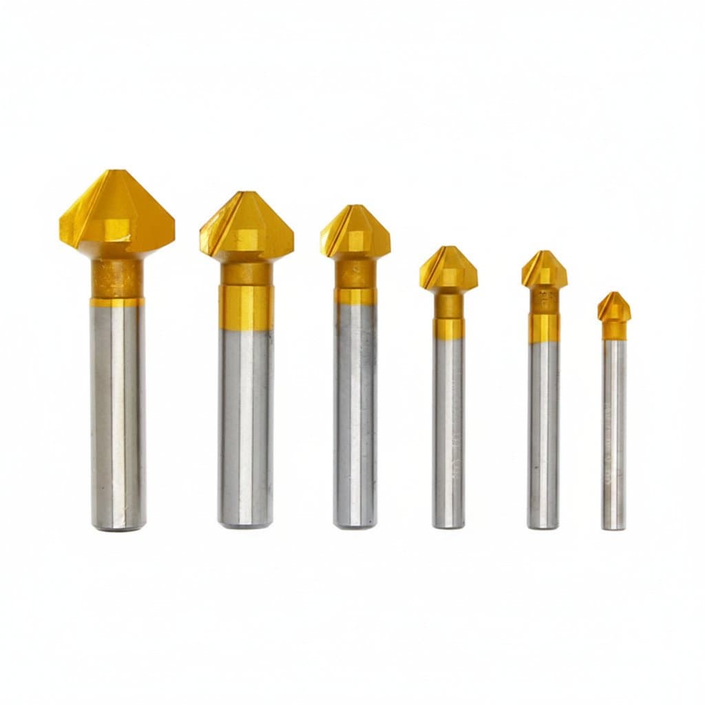90 Degree HSS Chamfer Cutter | 3 Flute End Mill Tool | Countersink Drill Bit for Wood & Steel