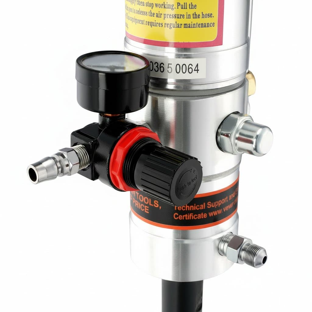 High-pressure grease gun coupler lock clamp kit with locking grease nozzle, hose, and end connector for secure tool accessories.