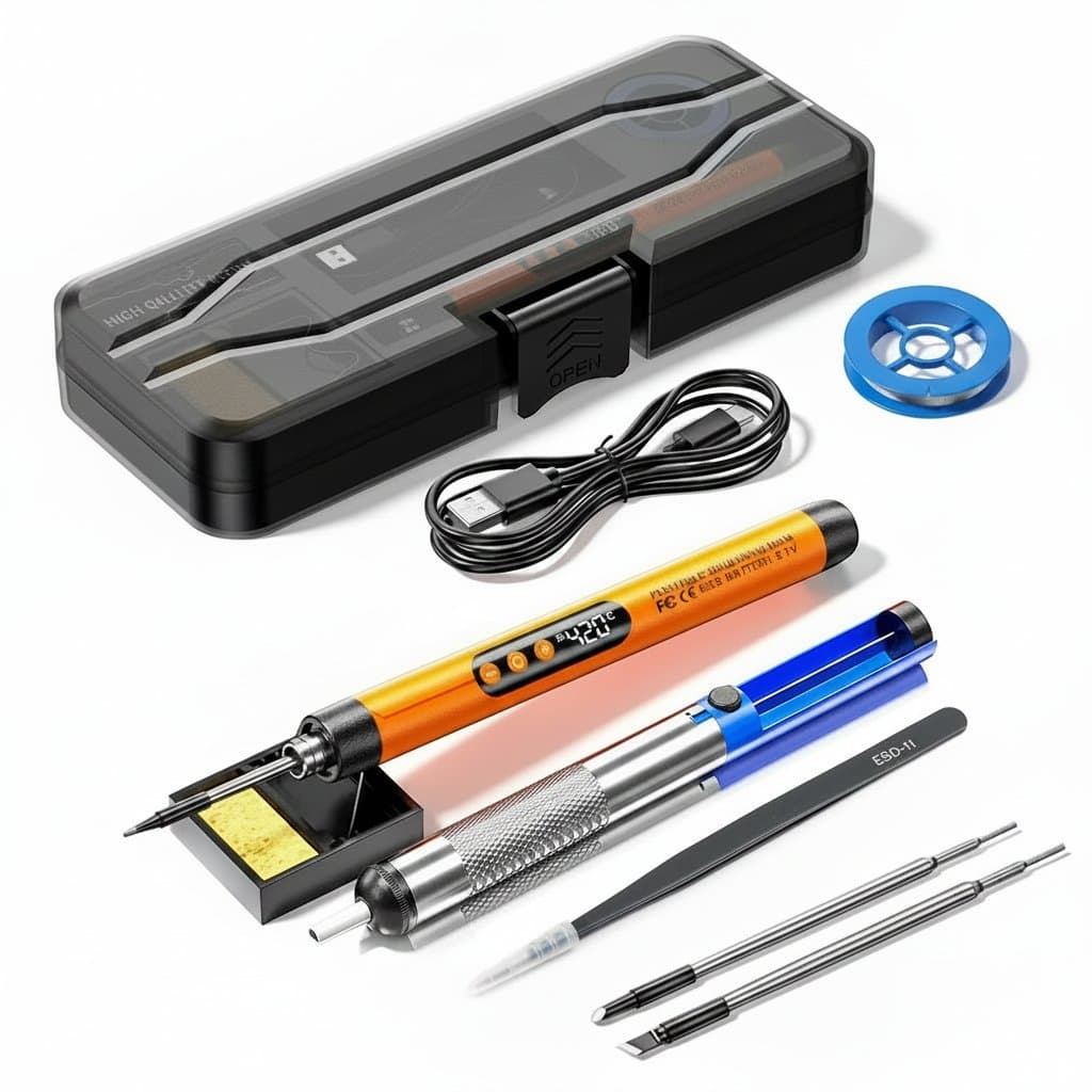 USB-C Soldering Iron Kit | Wireless, Digital Display | Adjustable Temperature Welding Tool