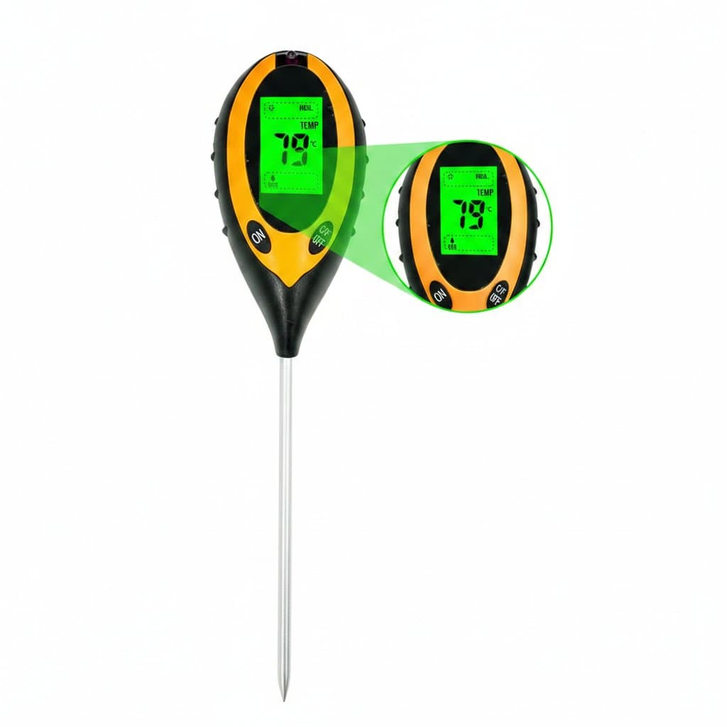 Soil pH & Moisture Meter | 4-in-1 Digital Tester for Plants | Temperature & Sunlight Sensor
